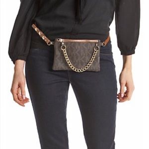 MICHAEL KORS Signature Logo Pull Chain Adjustable Belt Bag Fanny Pack - Size M